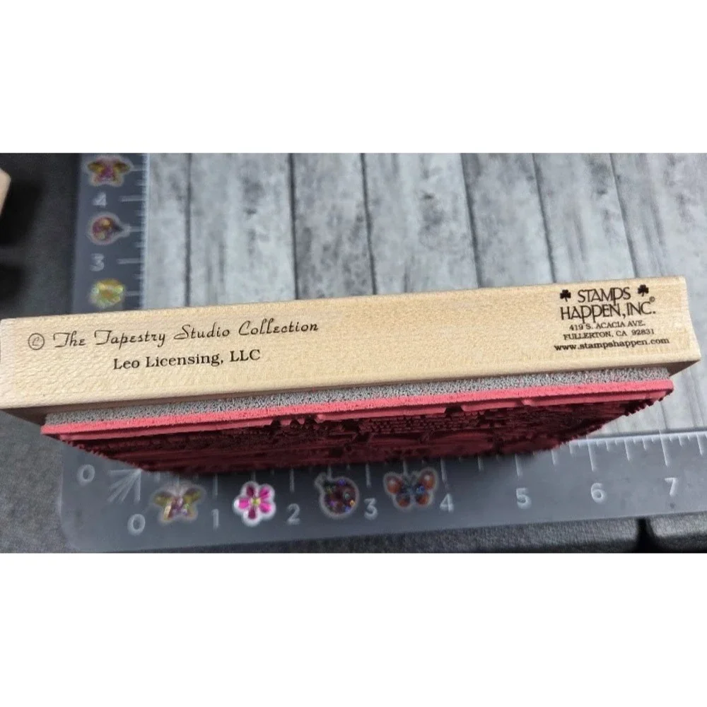 Stamps Happen Floral Collage 90288 Rubber Stamp Wood #G26